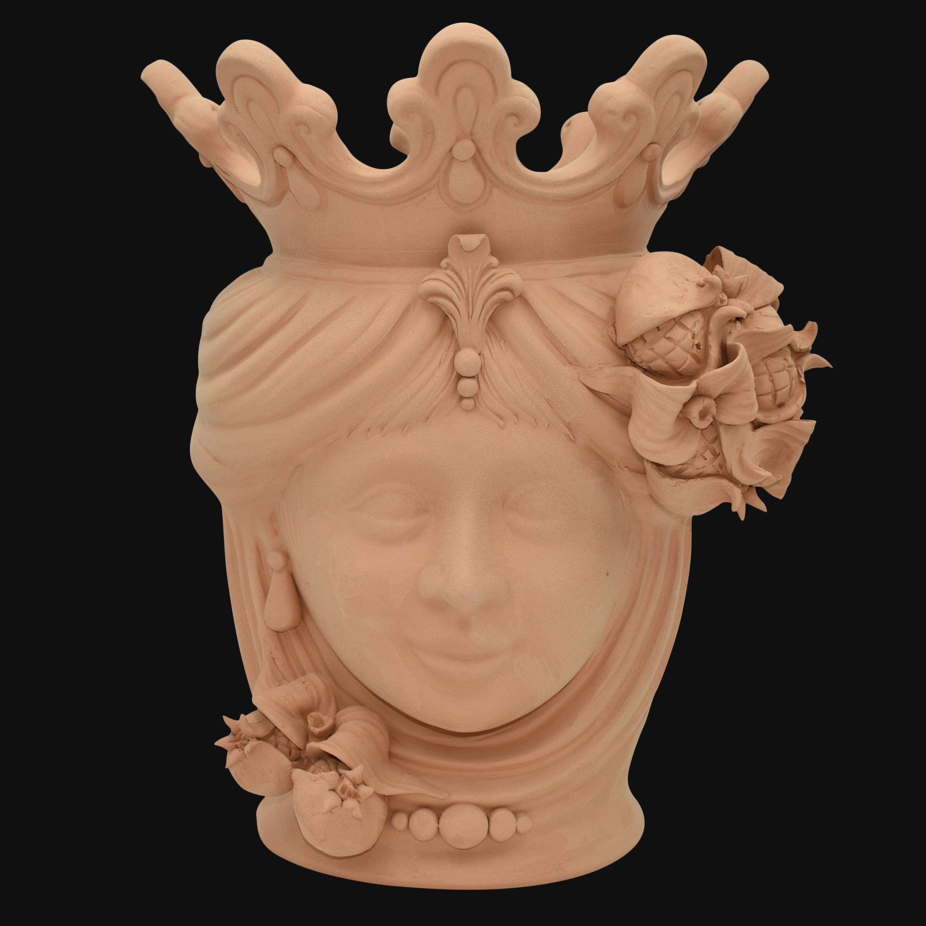 Testa h 40 melograni grezza in terracotta femmina - Ceramiche di Caltagirone Sofia
