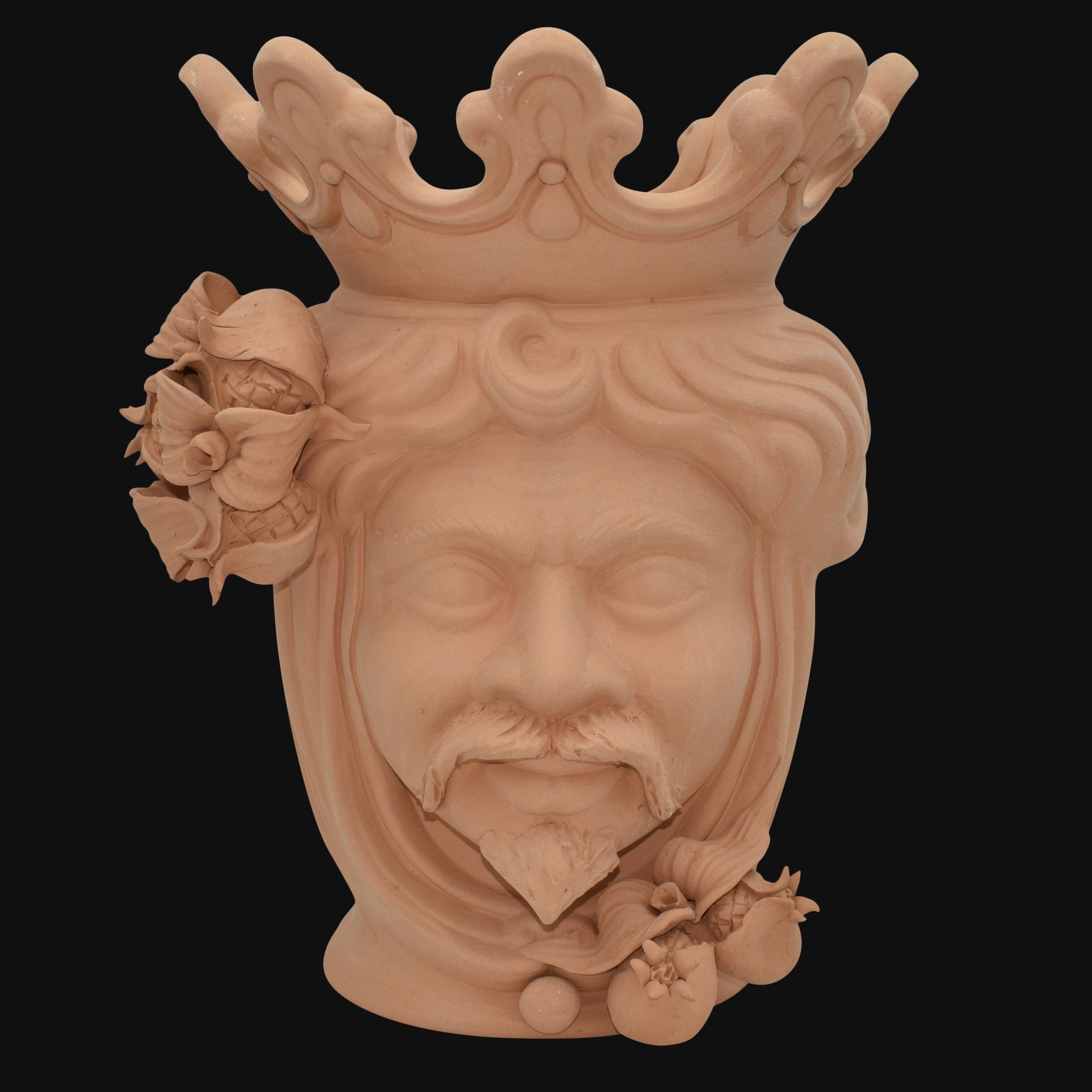Testa h 40 melograni grezza in terracotta maschio - Ceramiche di Caltagirone Sofia