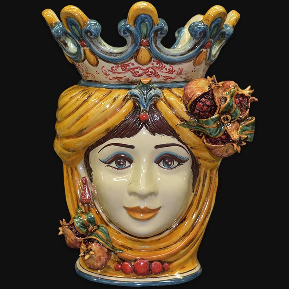 Testa h 40 melograno giallo e arancio donna - Ceramiche di Caltagirone Sofia