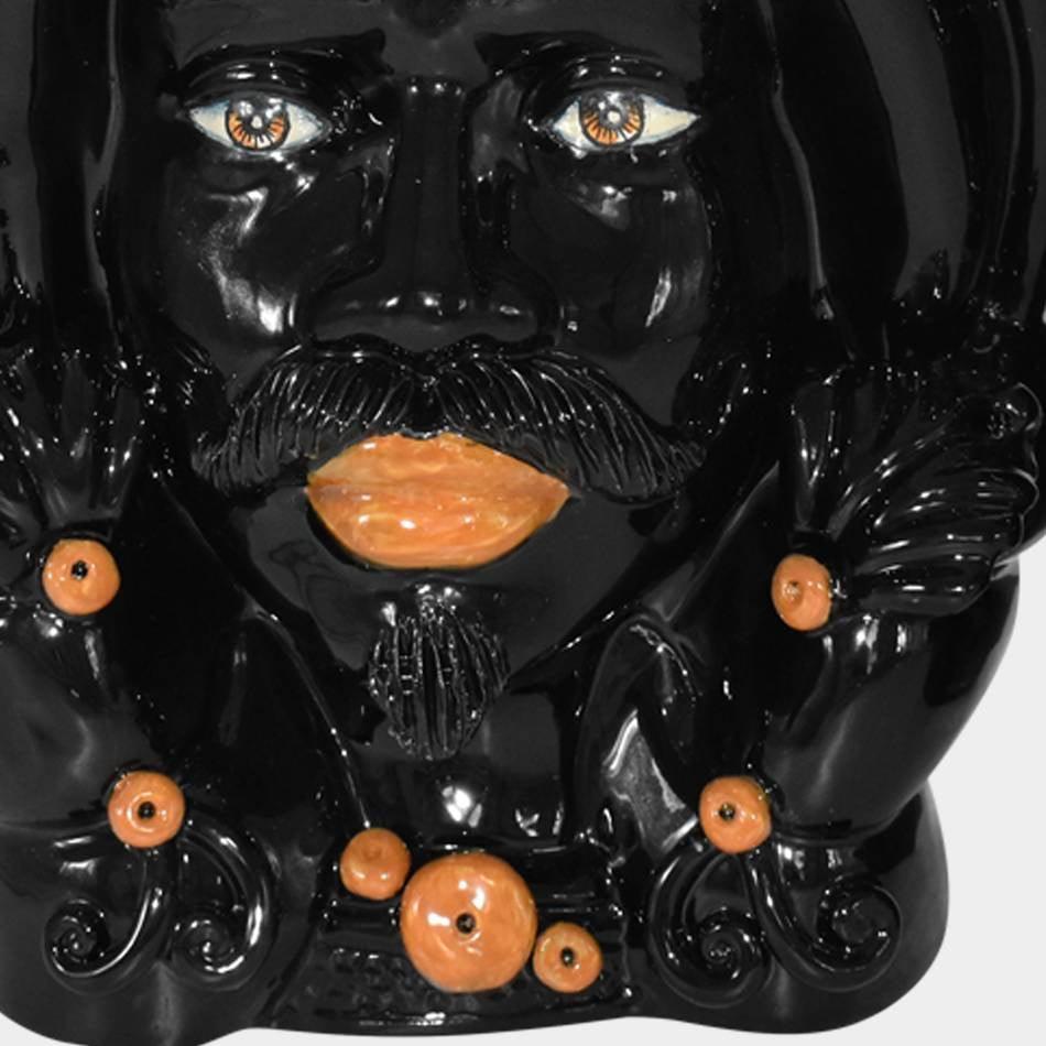 Testa h 40 turbante black e orange maschio - Ceramiche di Caltagirone Sofia