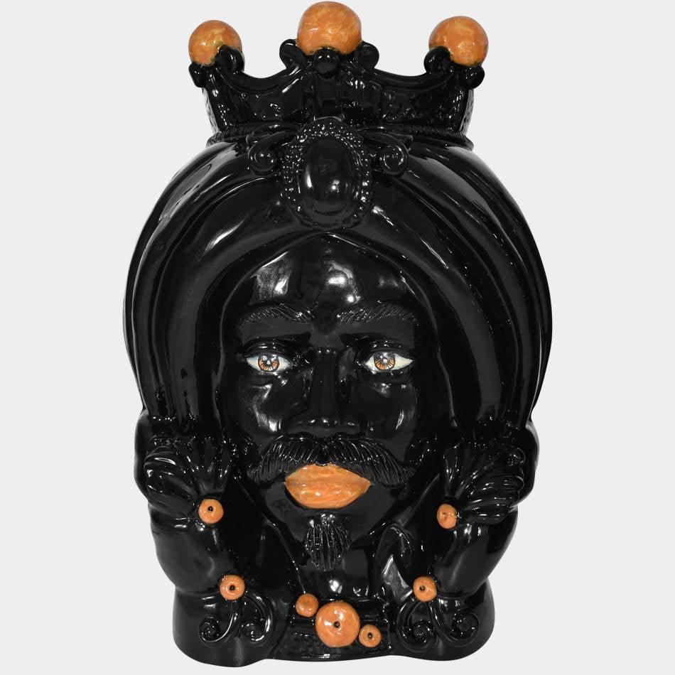 Testa h 40 turbante black e orange maschio - Ceramiche di Caltagirone Sofia