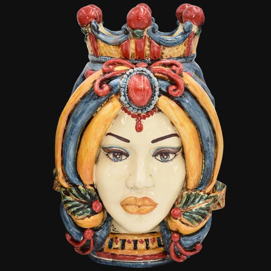 Testa h 40 turbante in blu e arancio femmina - Ceramiche Di Caltagirone Sofia - Ceramiche di Caltagirone Sofia