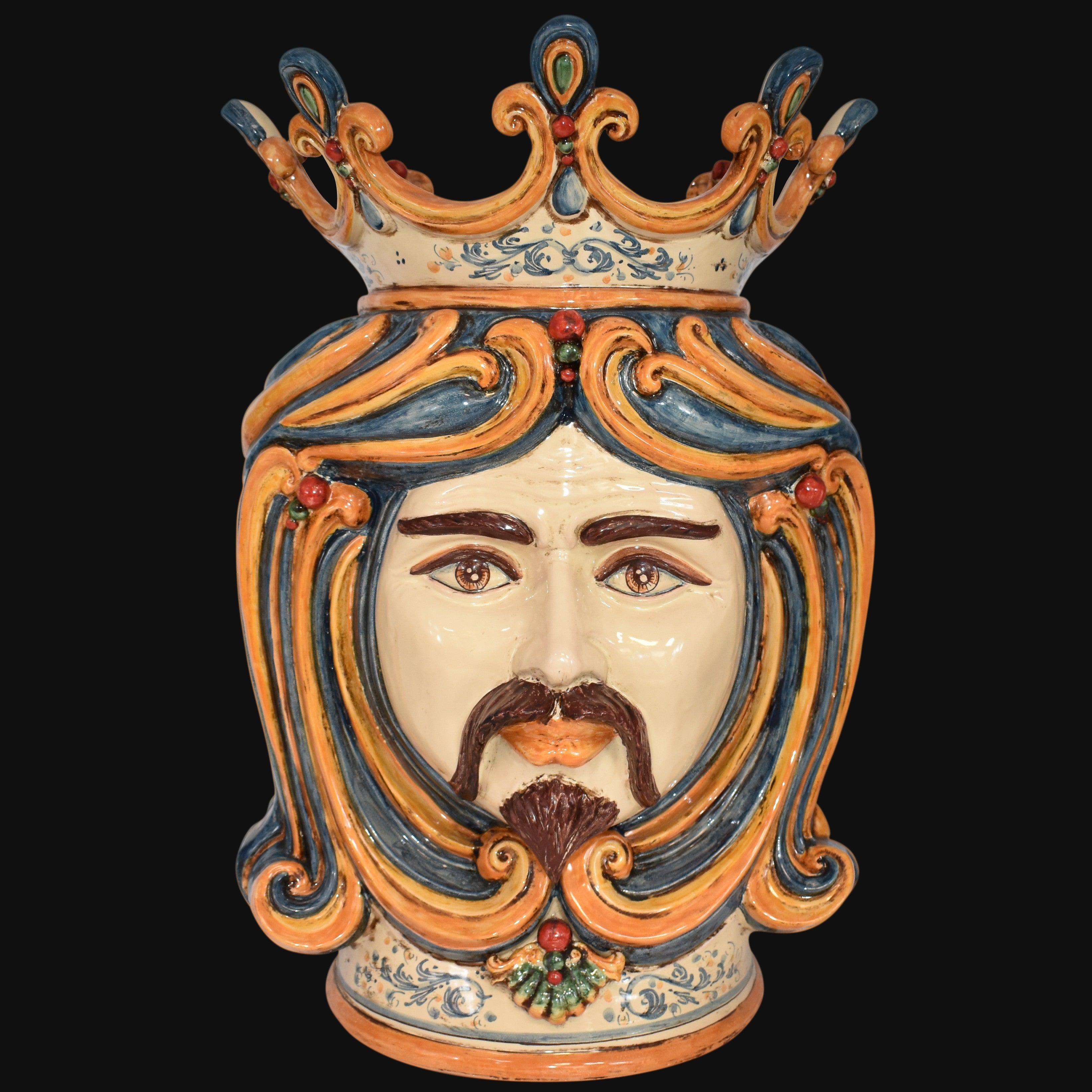 Testa h 60 blu e arancio maschio bianco - Ceramiche di Caltagirone Sofia