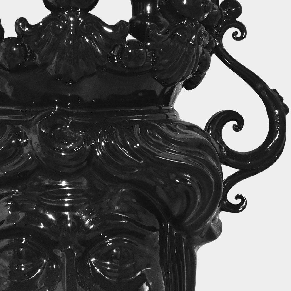 Testa porta candele h 40 black line uomo s/espressione - Ceramiche di Caltagirone Sofia