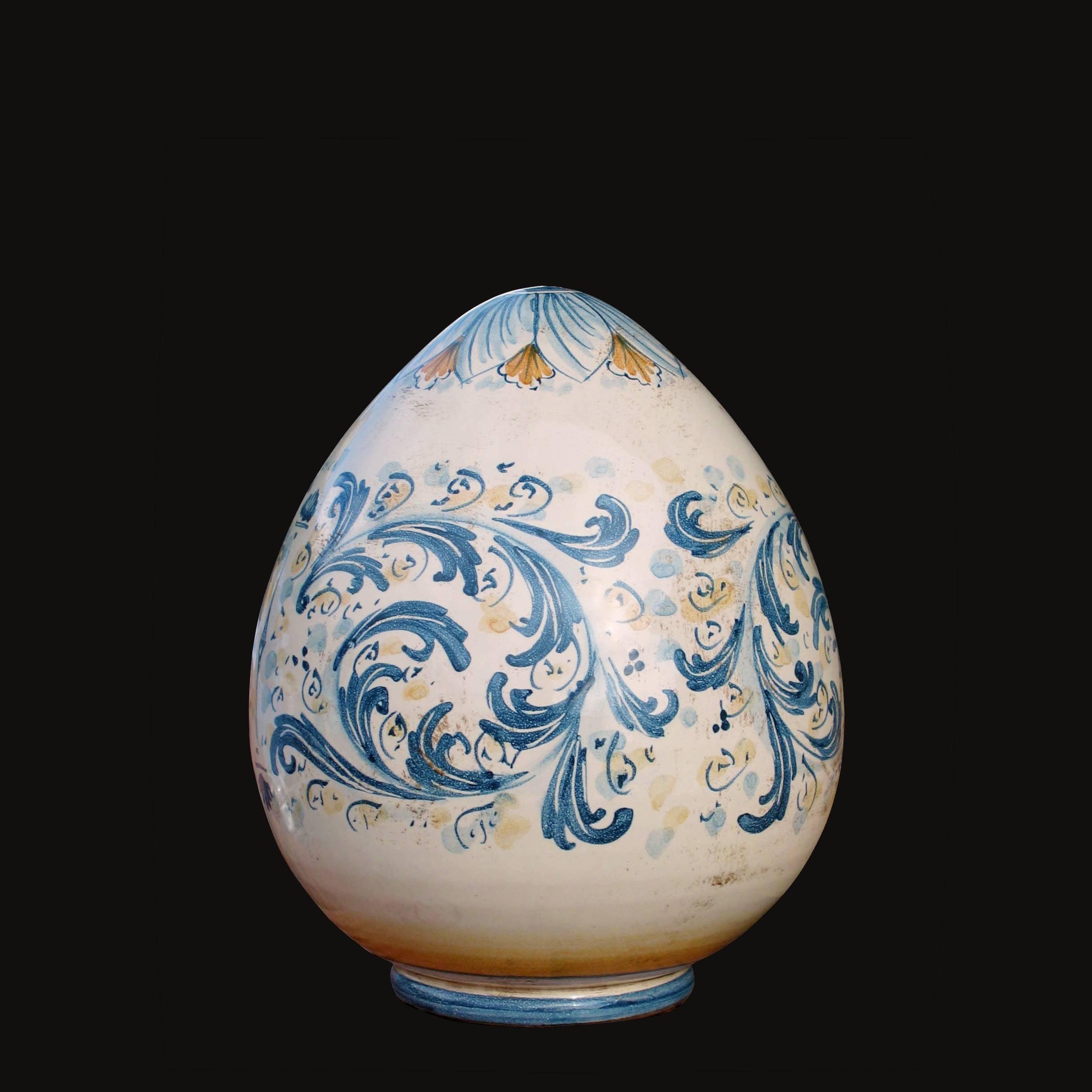 Uovo in ceramica h 15/20 cm Serie d'arte blu e arancio - Ceramiche di Caltagirone - Ceramiche di Caltagirone Sofia