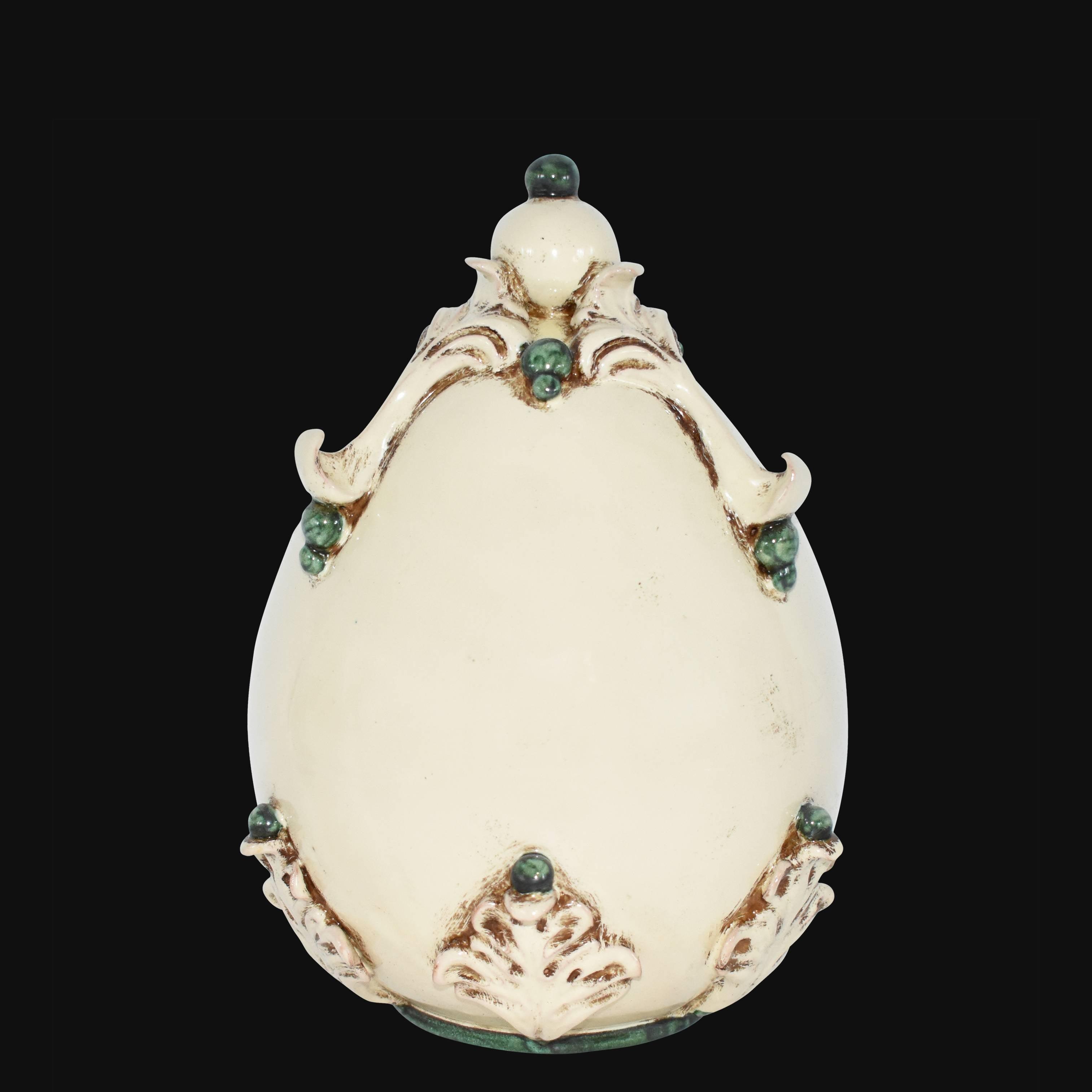 Uovo in ceramica h 22 plastico Sofia Avorio e Verde - Ceramiche di Caltagirone - Ceramiche di Caltagirone Sofia